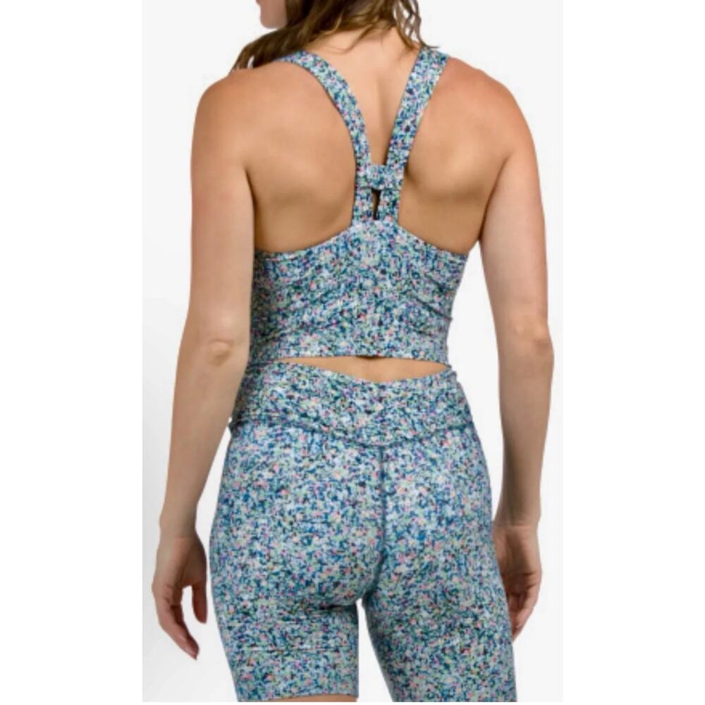 Sage Collective Set Sport Bra And Bikerโ Short Floral Blue Static Ditsy XSmall